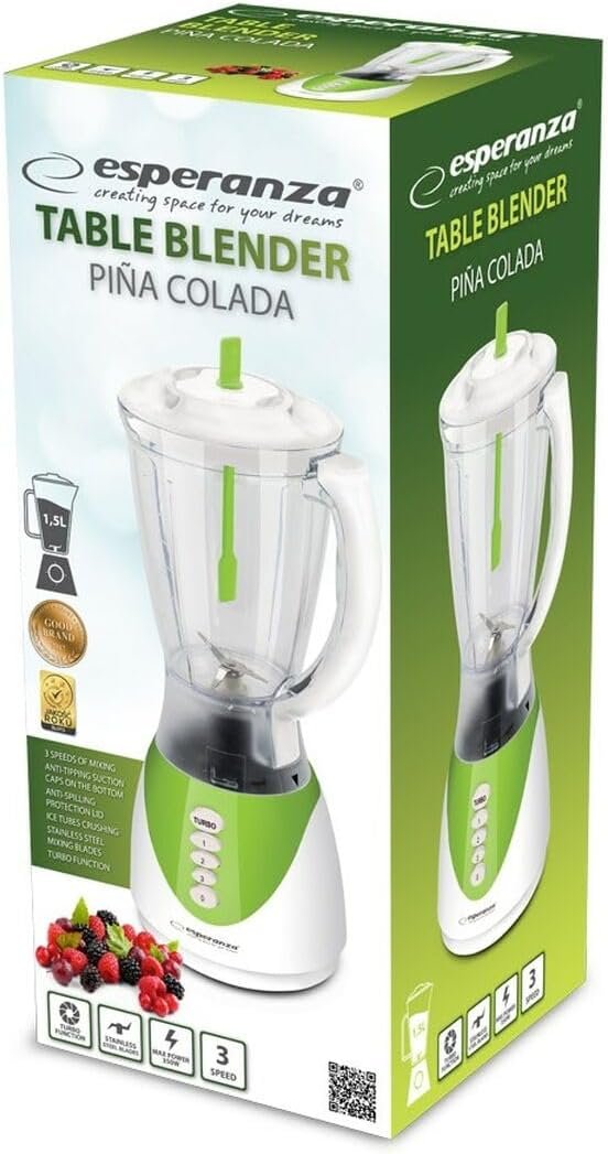 Esperanza PINA COLADA EKM023G მწვანე ბლენდერი 1.5 ლიტრიანი ჭიქით