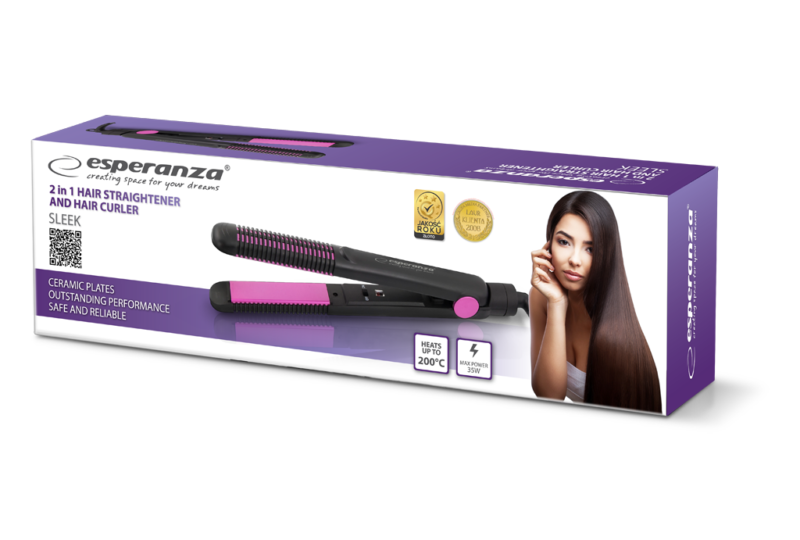 Esperanza SLEEK 2-in-1 თმის უთო და დასახვევი კერამიკული დაფებით