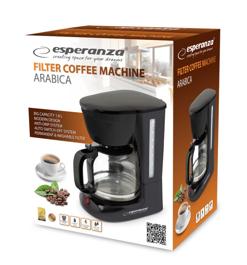 Esperanza ARABICA EKC005 ფილტრიანი ყავის აპარატი 1.8ლ მოცულობით