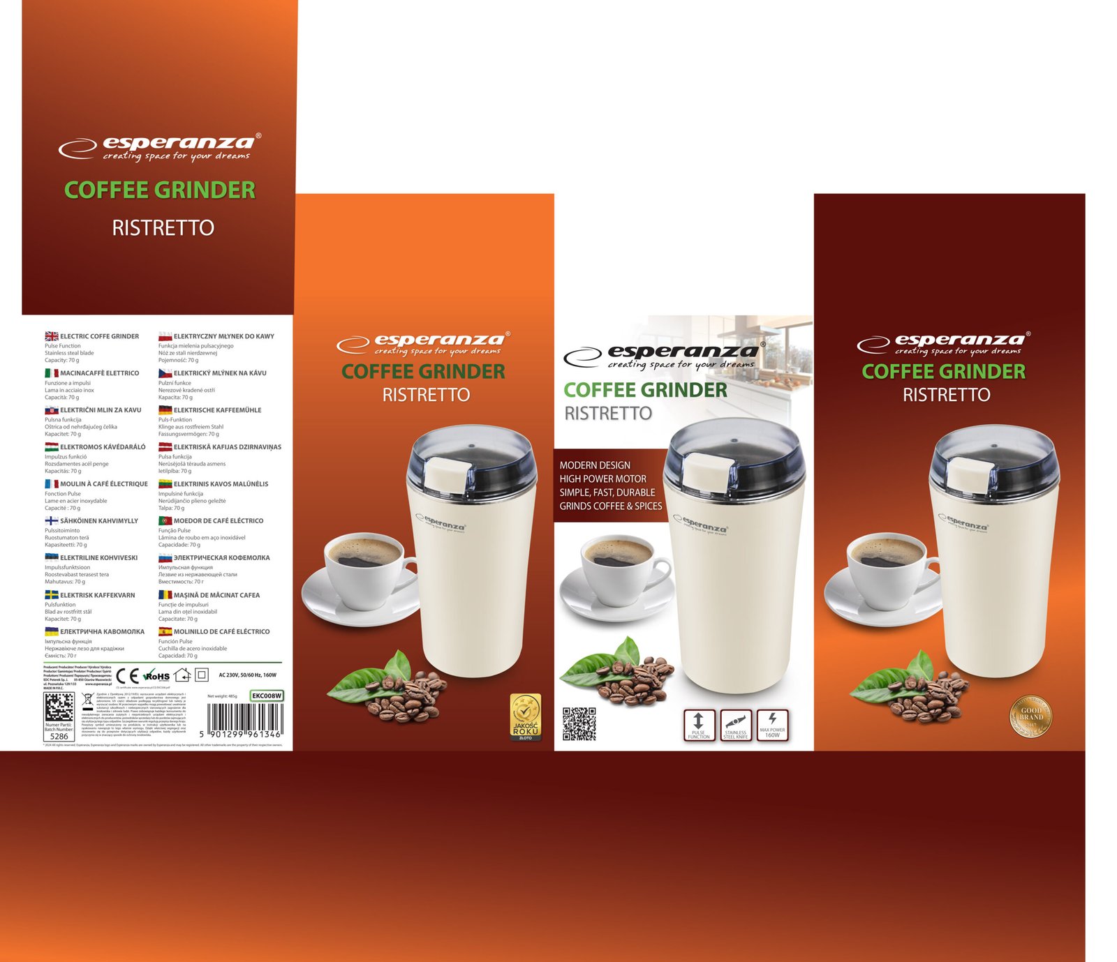 ყავის საფქვავი Esperanza RISTRETTO EKC008W (160W, 70გ) - Image 6