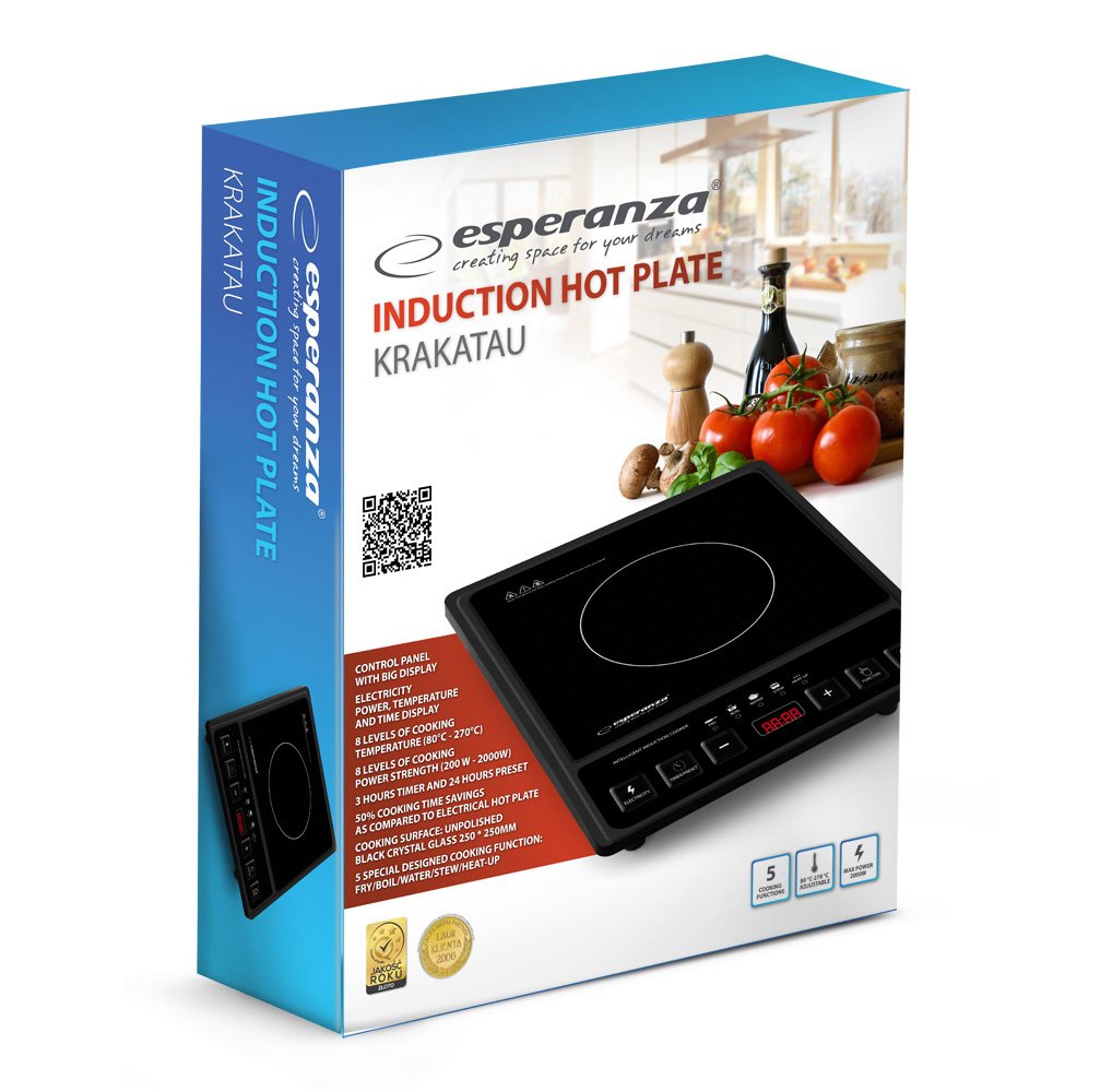 ინდუქციური ელექტრო ქურა Esperanza KRAKATAU EKH011 (2000W) - ენერგოეფექტური - Image 6