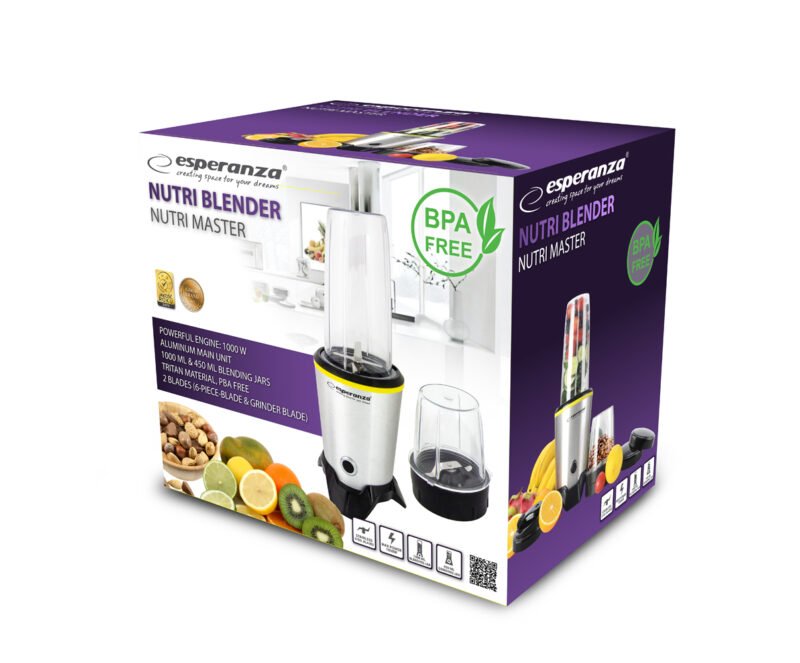 Esperanza NUTRI MASTER EKM028 ნუტრი ბლენდერი ალუმინის კორპუსით და ტრიტანის ჭიქებით